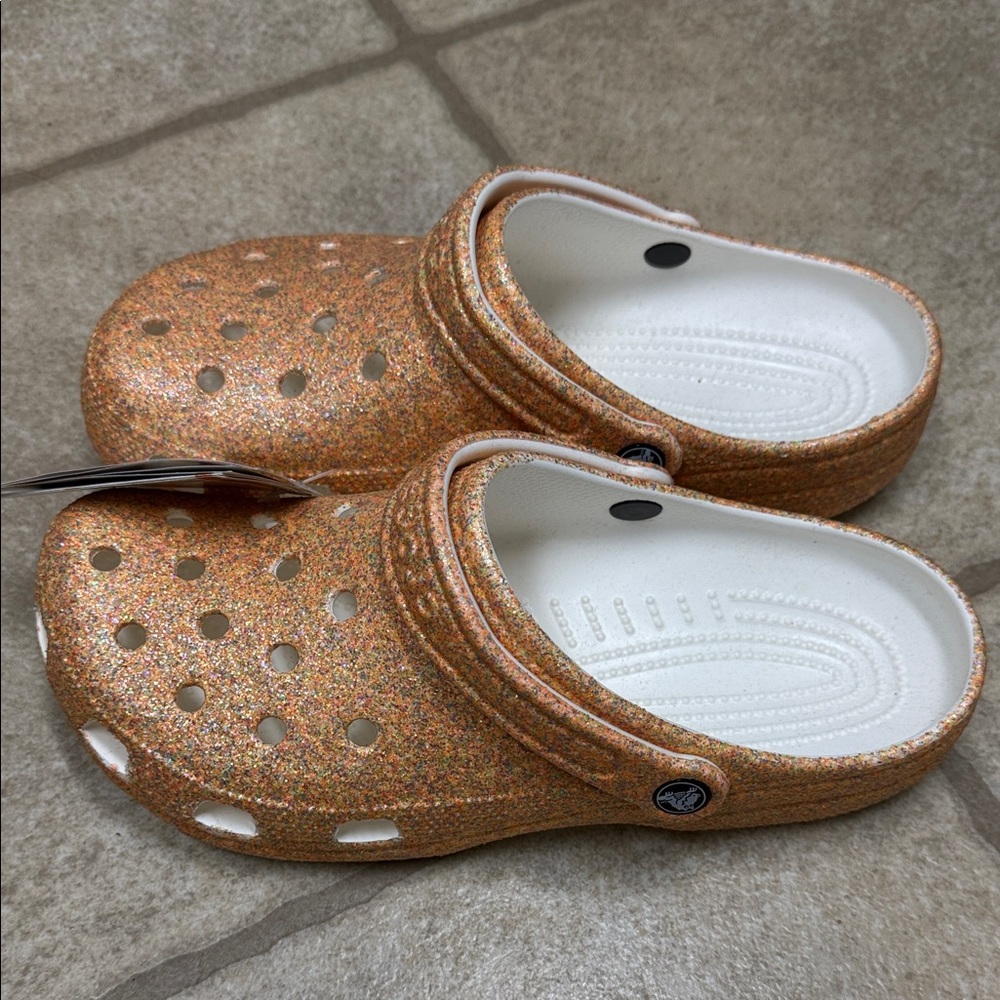 CROCS Glittery Gold Clogs for Women
